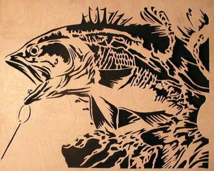 Картина лобзиком на рыбацкую тематику по чертежу