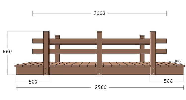 Деревянный мостик для сада чертеж с размерами в мм